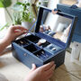 Navy Two Tier Jewellery Box, thumbnail 1 of 4