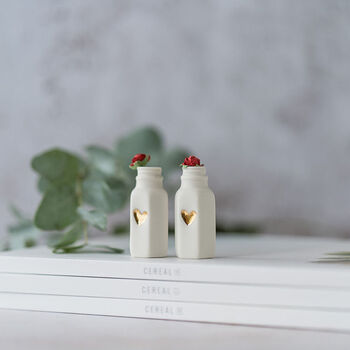 Porcelain Bottle With A Gold Heart And Red Rose, 8 of 12