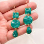 Geometric Green Statement Earring, Clay And Resin, thumbnail 10 of 10