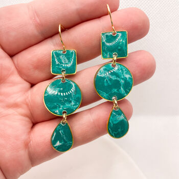 Geometric Green Statement Earring, Clay And Resin, 10 of 10