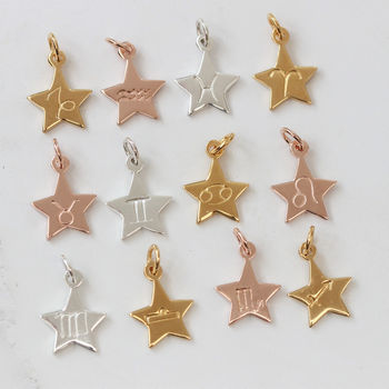 Zodiac Star Necklace Personalised With Letter Charm, 10 of 12