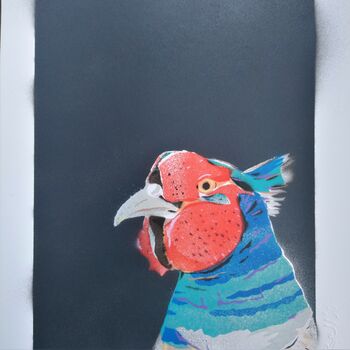 'Pheasant' Hand Stencilled Spray Paint Print, 5 of 9