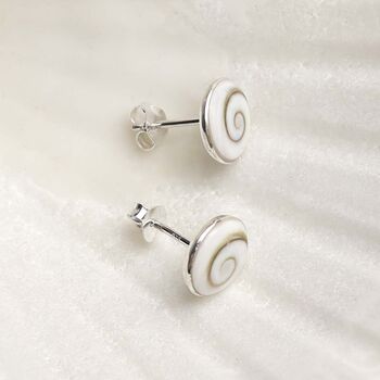 Sterling Silver Shiva Shell Stud Earrings, 3 of 6