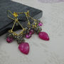 Ruby, Topaz Pink Quartz Chandelier Earrings, thumbnail 3 of 5