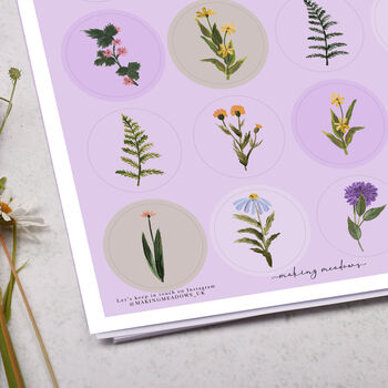 Purple Floral Circle Sticker Sheet, 2 of 2