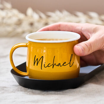 Set Of Two Valentine's Day Coloured Enamel Mugs, 4 of 5