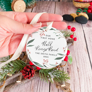 Personalised First Xmas New Home Ceramic Ornament, 2 of 7