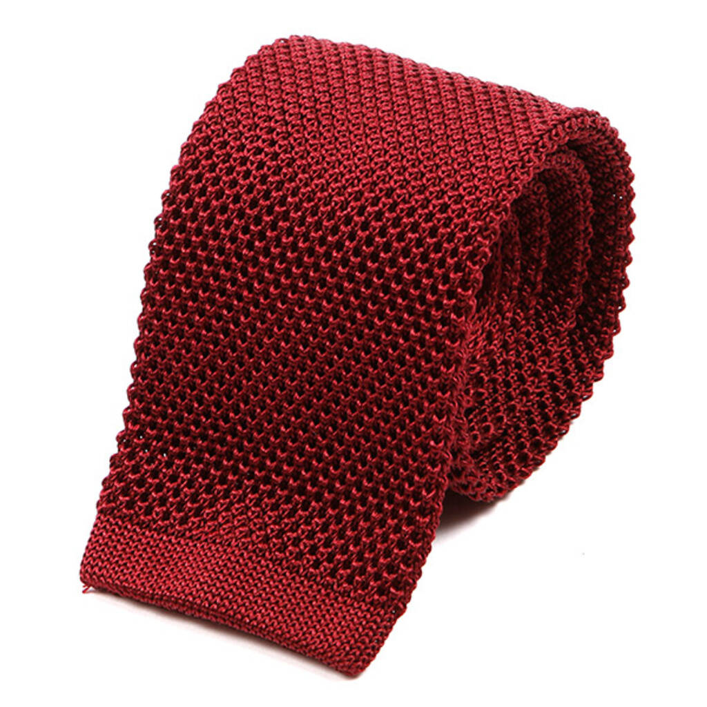 Red Silk Knitted Tie, 1 of 3