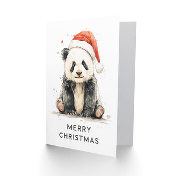 Baby Panda Wearing A Santa Hat Watercolour Christmas Card, 2 of 4