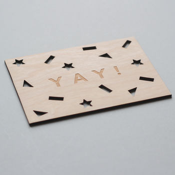 Yay Wooden Greeting Card, 2 of 4
