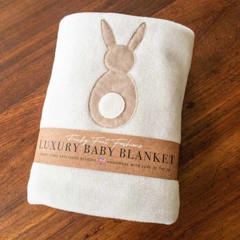 Bunny Rabbit Personalised Luxury Baby Blanket, 2 of 9