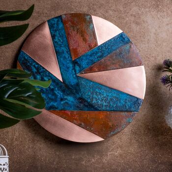 Copper Wall Art With Verdigris Patina, 300 Mm Diameter, 4 of 5