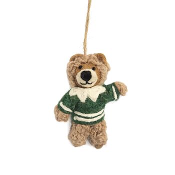 Handmade Felt Barney The Bear Christmas Hanging Dec, 2 of 2