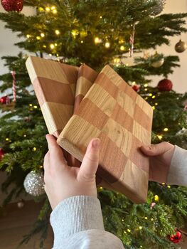 Oak And Sapele Wavy Serving Board/Cheese Board Medium, 2 of 2