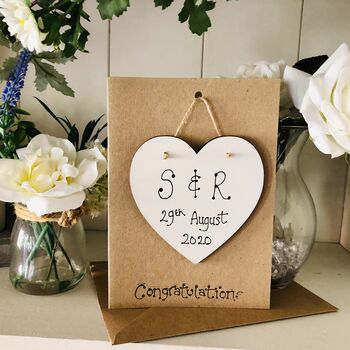 Personalised Wedding Heart Wooden Keepsake Card, 3 of 4