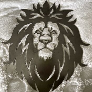 Striking Lion Head Metal Art Wall Plaque, 9 of 12
