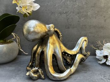 Silver Octopus Wine Bottle Holder Fun Freestanding Rack, 10 of 12