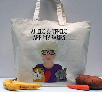 Design Your Own Personalised Cat Lady Shopping Bag Gift, 2 of 12