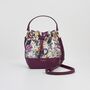 Floral Engravings Plum Bucket Bag, thumbnail 1 of 7