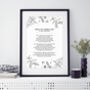 Minimalistic Black And White Floral Poem Print, thumbnail 1 of 6