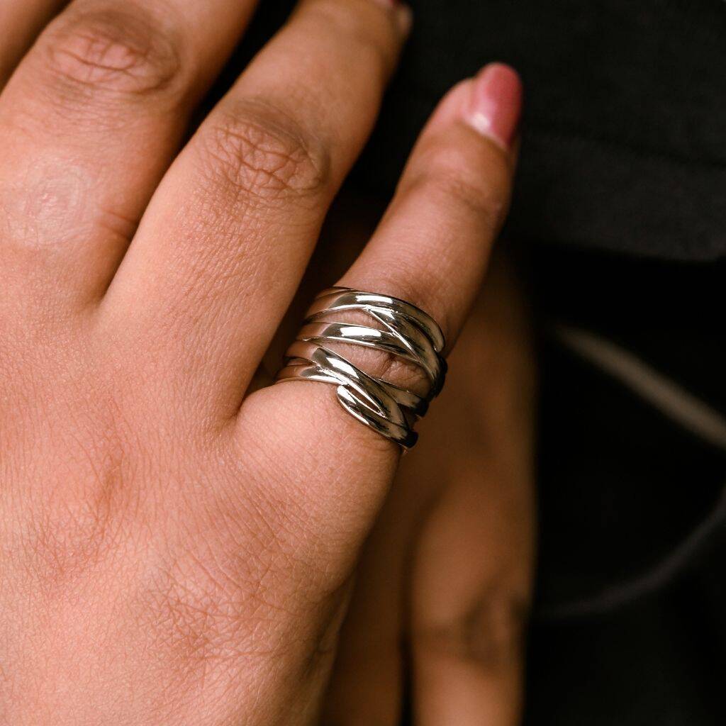 Vintage Chunky Multilayer Twisted Statement Ring, 1 of 6