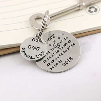 Anniversary Gift Special Day Calendar Round Keyring, 7 of 10