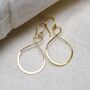 18k Gold Plated Brass Wire Teardrop Dangly Earrings, thumbnail 1 of 6