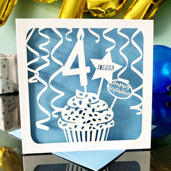 Personalised Cupcake 4th Birthday Card, 2 of 4