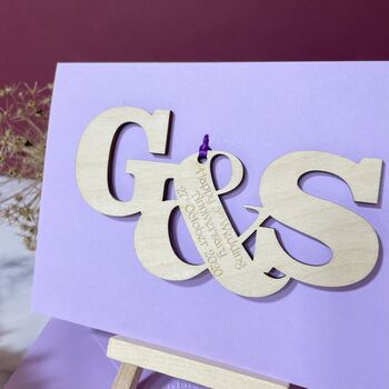 Personalised Entwined Wooden Letters 5th Anniversary Card, 3 of 9