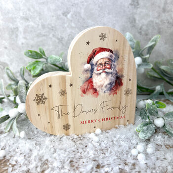 Personalised Any Message Traditional Santa Wooden Freestanding Heart, 3 of 4