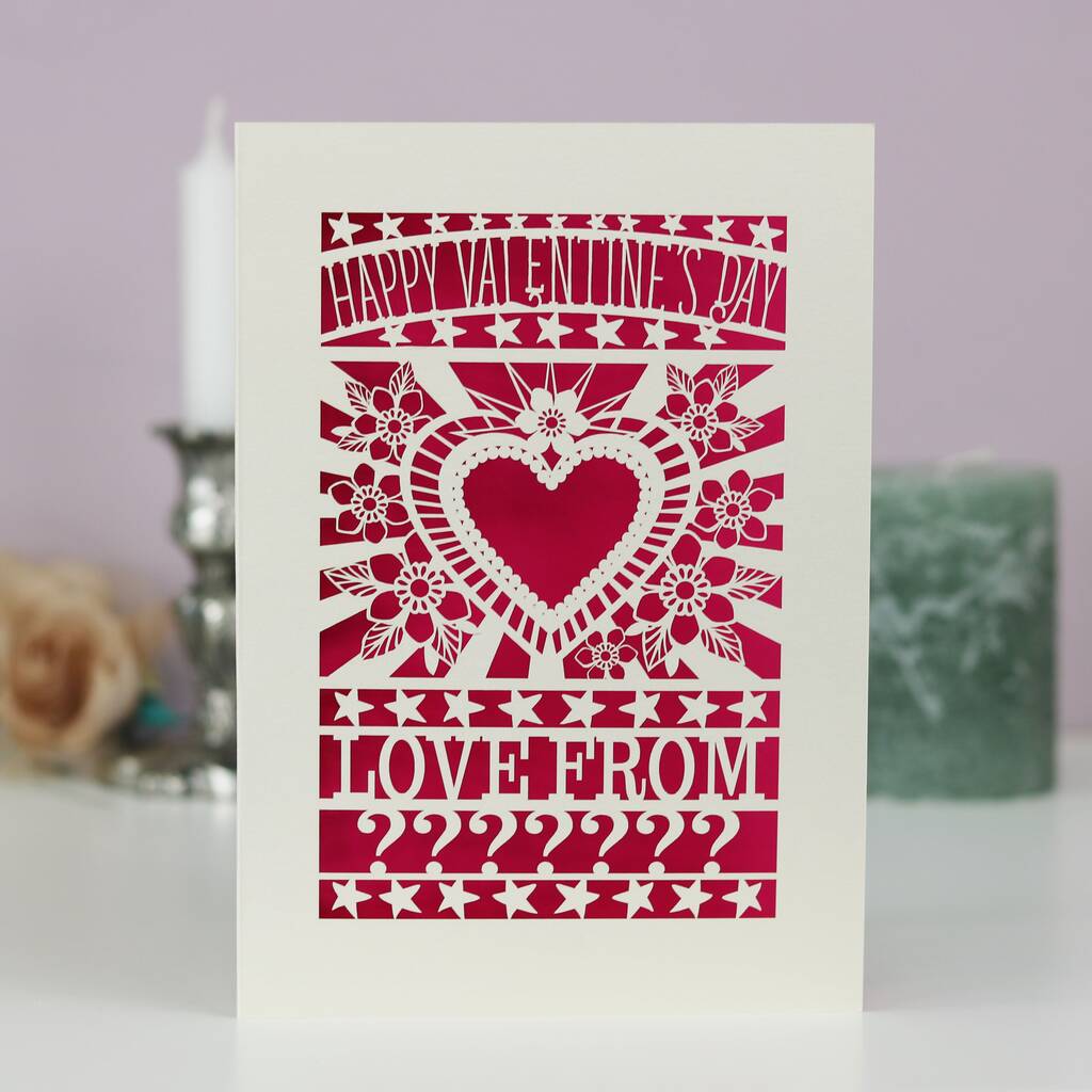 Bold Heart And Flowers Papercut Valentine's Card A5, 1 of 3