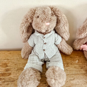 Plush Bunny In Cotton Outfit Soft Toy Children's Easter Gift, 8 of 9
