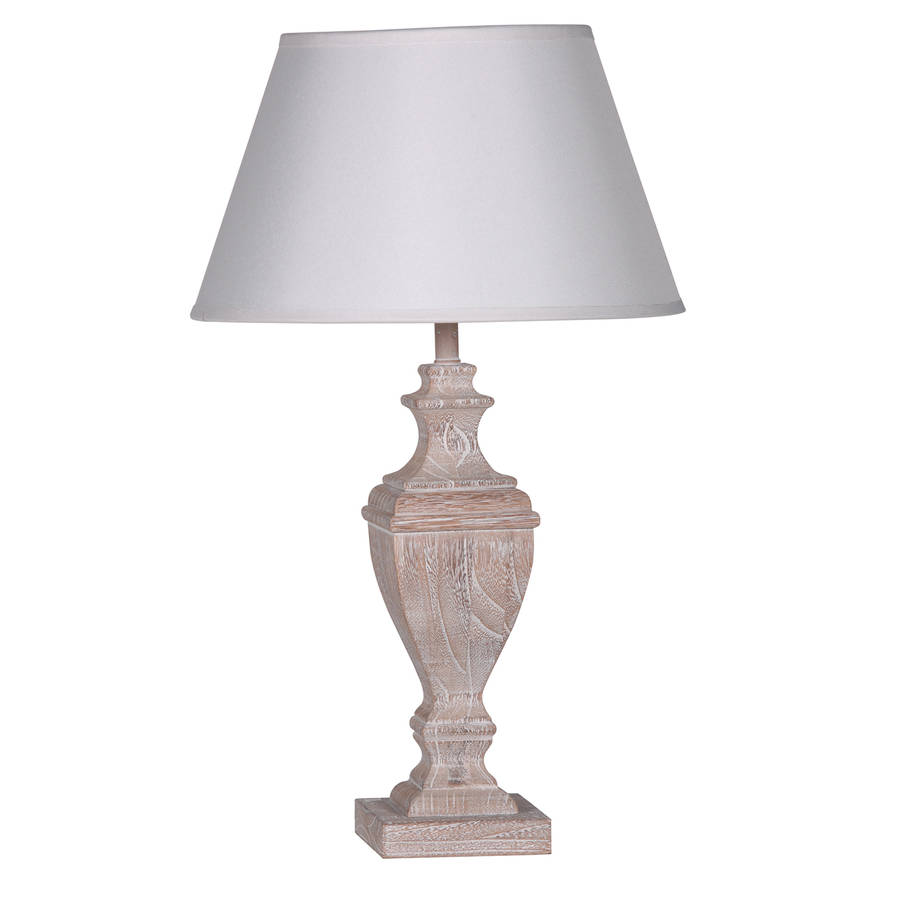 White Wash Wooden Urn Lamp By The Orchard