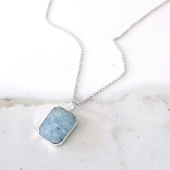 The Rectangle Aquamarine Necklace, Silver, 3 of 9