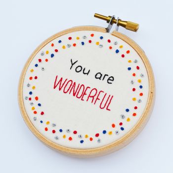 Inspirational Quote Mini Hoop Art 'You Are Wonderful', 5 of 6