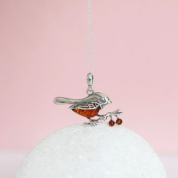 Baltic Amber Robin Necklace In Sterling Silver, 2 of 10