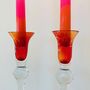 Pair Of Vintage Tall Glass Candlesticks ~ 21, thumbnail 5 of 6