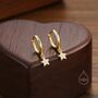 Sterling Silver Delicate Cz Star Huggie Hoop Earrings, thumbnail 4 of 10