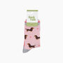 Sausage Dog Hearts Fluffy Bamboo Socks In Pink, thumbnail 4 of 4