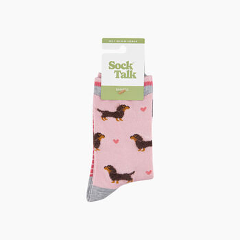 Sausage Dog Hearts Fluffy Bamboo Socks In Pink, 4 of 4