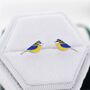 Blue Tit Bird Stud Earrings In Sterling Silver, thumbnail 1 of 12