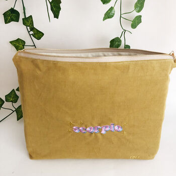 Personalised Zodiac Embroidery Make Up Pouch Bags, 4 of 7