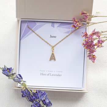 June Birthstone Initial Necklace, 2 of 8