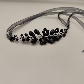 Black Crystal Ribbon Wrist Corsage, 2 of 9