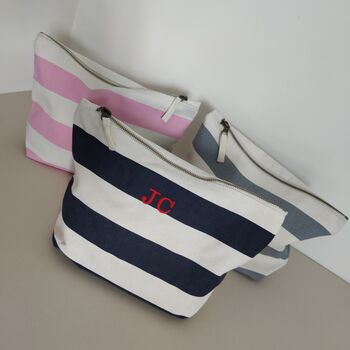 Nautical Striped Cotton Make Up Cosmetic Bag, 3 of 9