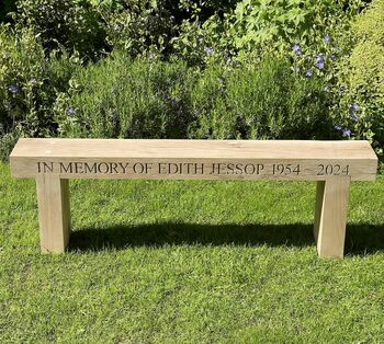 Engraved Oak Sleeper Bench, 2 of 2