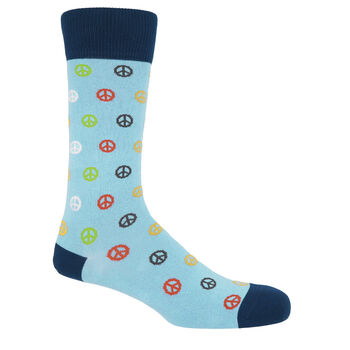 Peace Beige And Peace Light Blue Men's Socks Bundle, 3 of 5