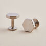 Bill Hexagon Steel Cufflinks With Personalised Pouch, thumbnail 1 of 6
