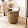 Round Seagrass Basket With Charcoal Stripe, thumbnail 4 of 6