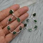 Tsavorite Green Garnet Earrings: Sterling Silver Hoop, thumbnail 3 of 5